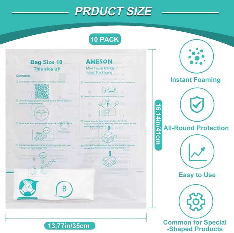 MIVERYEA 10 Pcs 14”x16” Foam Bag for Shipping, Expandable Packing Foam for PC & Irregular-Shaped Items-Shockproof, Protective Computer Shipping Material for Electronics & Fragile Devices - Image 2